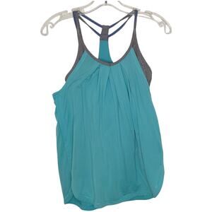 Ivivva Double Dutch Tank Blue Gray Racerback Built in Bra Strappy Girls 14
